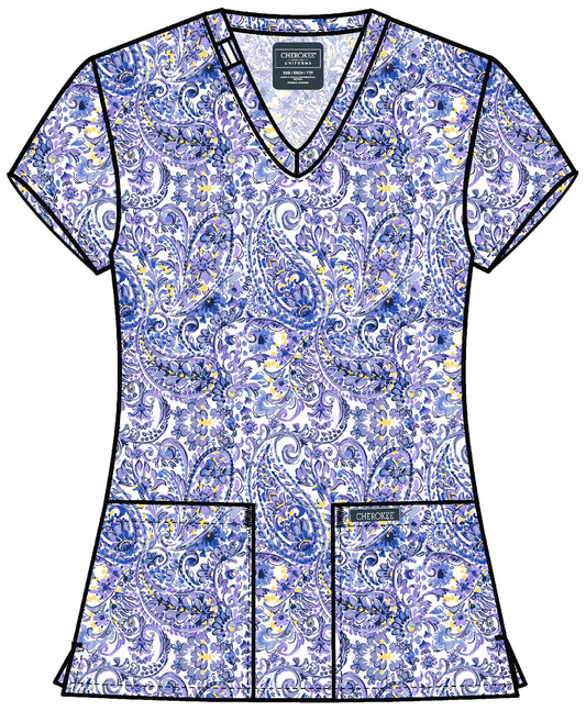 Cherokee Genuine Pretty Paisley Printed Scrub Top