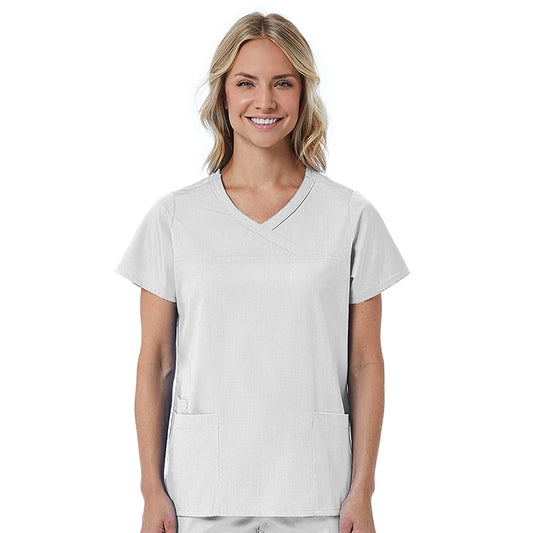 Maevn Red Panda Mock Wrap Scrub Top