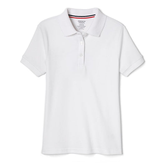 French Toast Girls Plus Short Sleeve Interlock Polo with Picot Collar