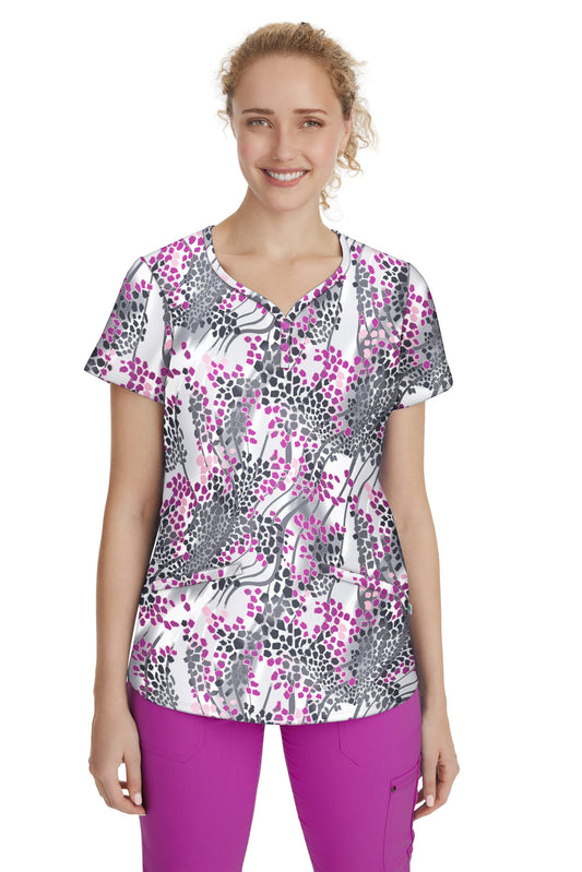 Clearance Healing Hands Premiere Label Crush Berry Printed Isabel Scrub Top