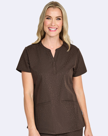 Ava Therese Jacquard Lynx Scrub Top