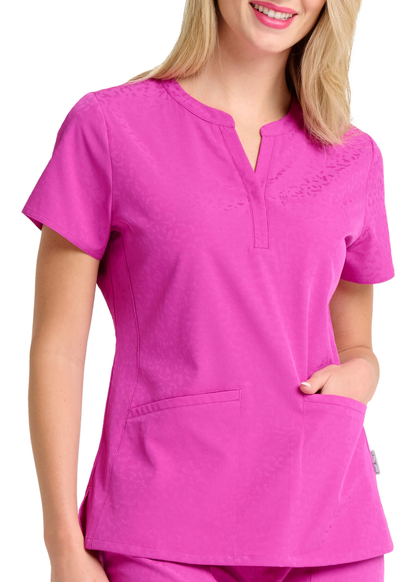 Ava Therese Jacquard Lynx Scrub Top