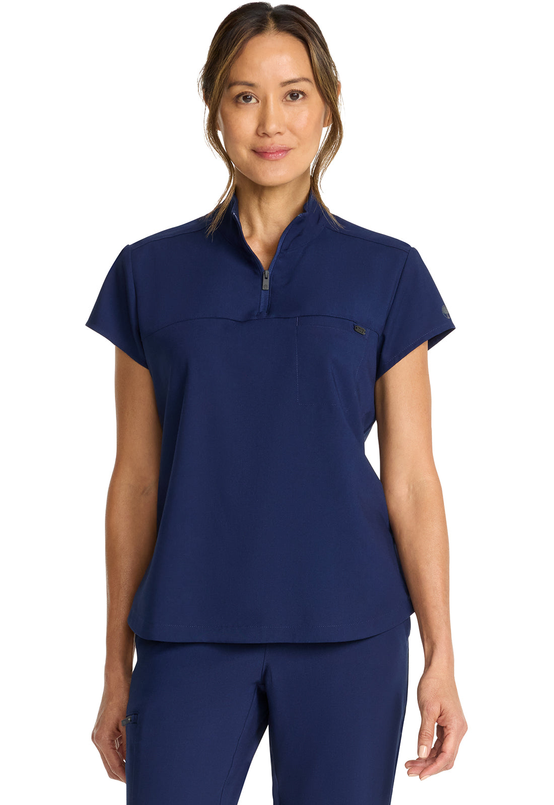 Healing Hands Quest Bella Partial Zip Stand Collar Tuck-In Top