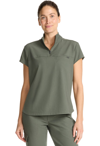 Healing Hands Quest Bella Partial Zip Stand Collar Tuck-In Top