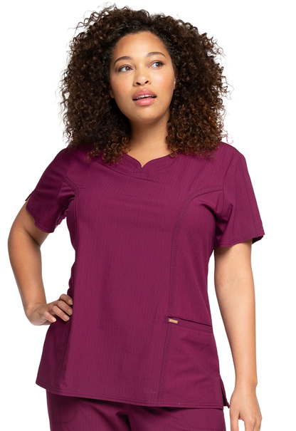 Clearance Cherokee Statement Ribbed V-Neck Scrub Top