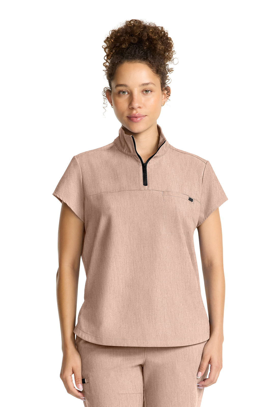 Healing Hands Quest Bella Partial Zip Stand Collar Tuck-In Top