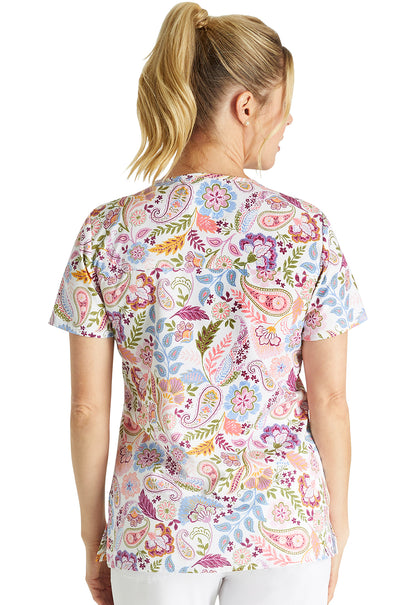 Cherokee Prints Paisley Party V-Neck Printed Scrub Top