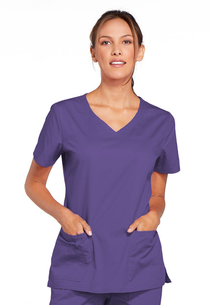 Blusa médica con cuello en V y tejido elástico Core de Cherokee Workwear en oferta