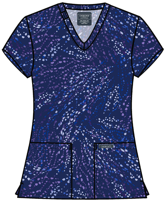 Cherokee Genuine Wild Specks Printed Scrub Top