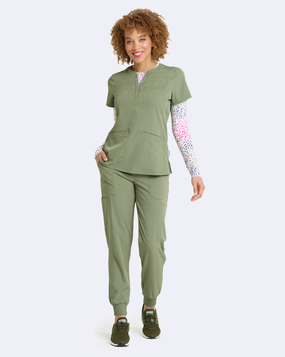 Ava Therese Jacquard Lynx Scrub Top