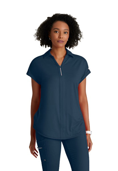 Barco One Engage Knit Pro 2-Pocket Zip Neck Dolman Scrub Top