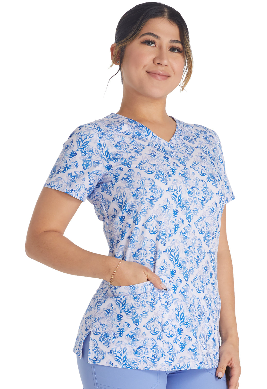 Dickies Texture Tiles V-Neck Printed Scrub Top