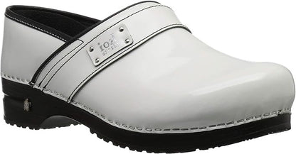 Chaussures Lindsey professionnelles en cuir verni blanc Sanita 