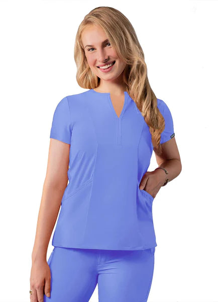 Clearance Adar Addition Notched Neck Bib Front Top